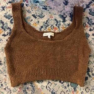 Fuzzy Brown Crop Tank Top Lounge Top